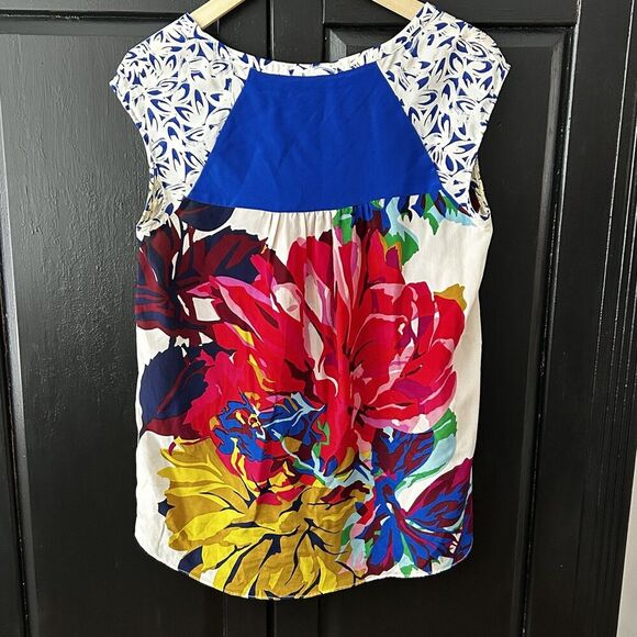 Maeve Anthropologie Mixed Bouquet Floral Sleeveless Silk Top Size 4 Blouse - Picture 7 of 10